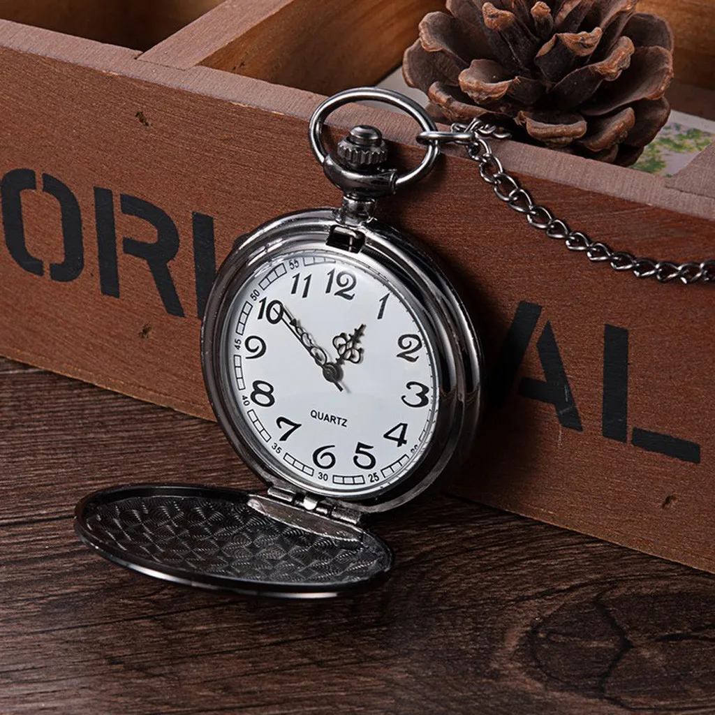 4 6 см Индивидуальные модные ретро большие карманные часы с гравировкой кварцевые