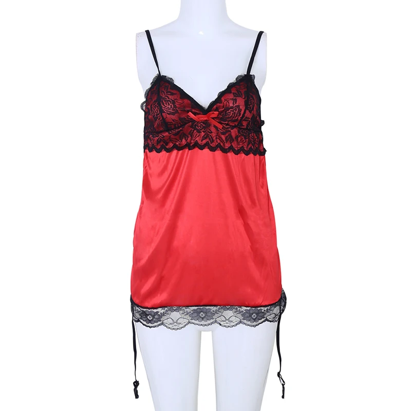 Сексуальное нижнее белье кружевное женское черная ночная сорочка + стринги|Сон и