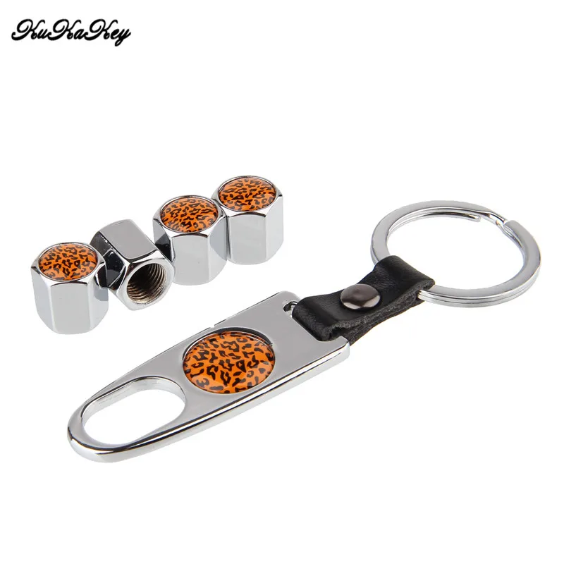4pcs Leopard Print Car Tire Valve Caps with Keychain Motorcycle Bicycle Wheel Air Cap for Porsche Cayenne 911 996 | Автомобили и