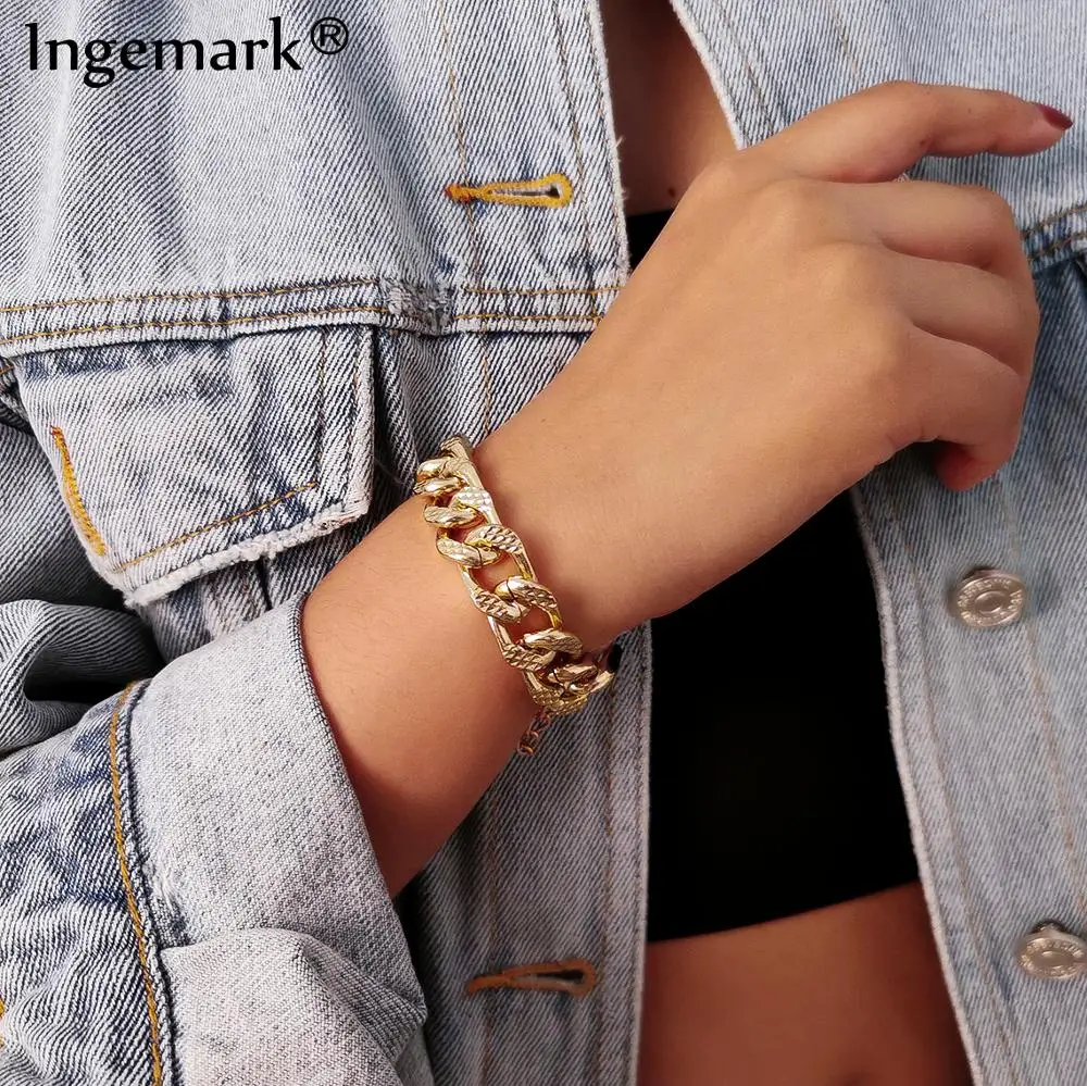 Браслет цепочка женский из кубинской цепи Майами в стиле панк и хип хоп|Цепочки