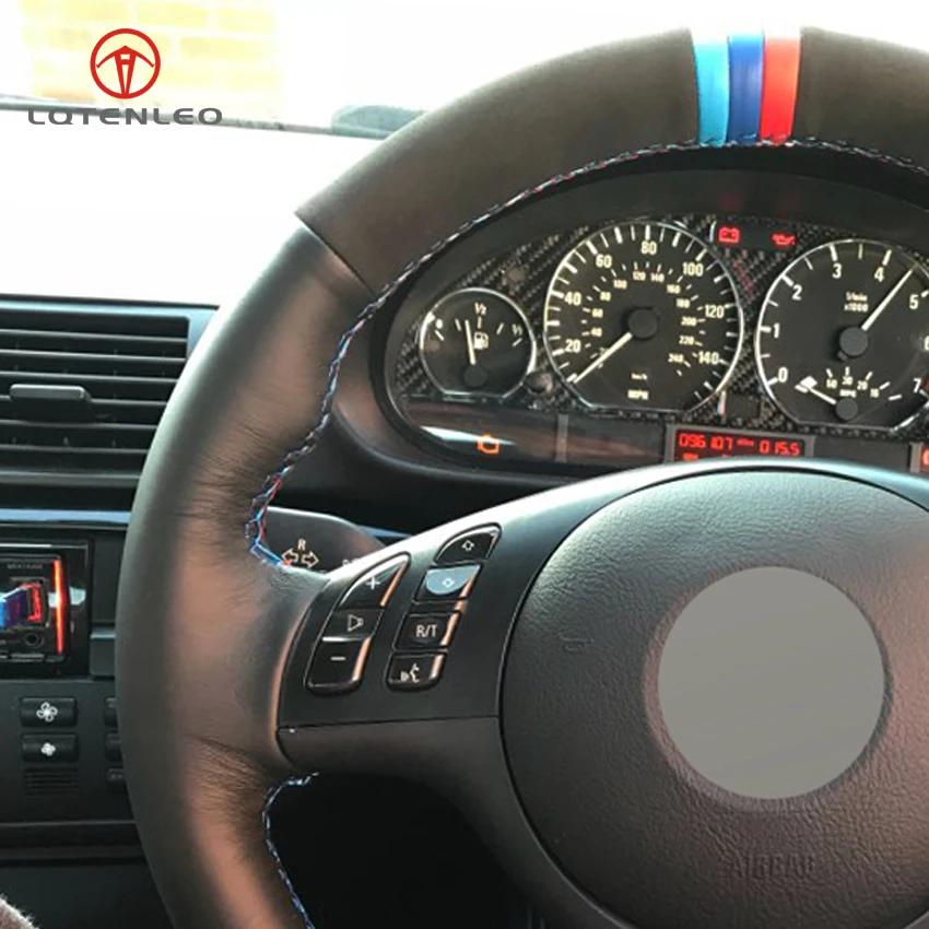 Черный замшевый чехол LQTENLEO из натуральной кожи для BMW M Sport E46 330i 330Ci E39 540i 525i 530i M3 M5
