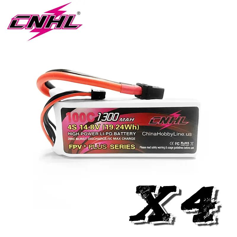 4 шт. CNHL G + плюс Lipo 1300 мАч 14 8 V 4S 100C (макс. 200C) Батарея серые кисточки с XT60 Разъем для RC