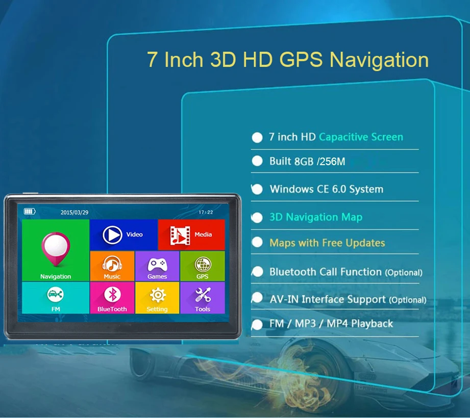 D100 " HD Автомобильный gps навигатор FM Bluetooth AVIN 256 м 8 Гб Navitel новейшая Европейская карта Sat nav грузовик gps навигаторы автомобильные