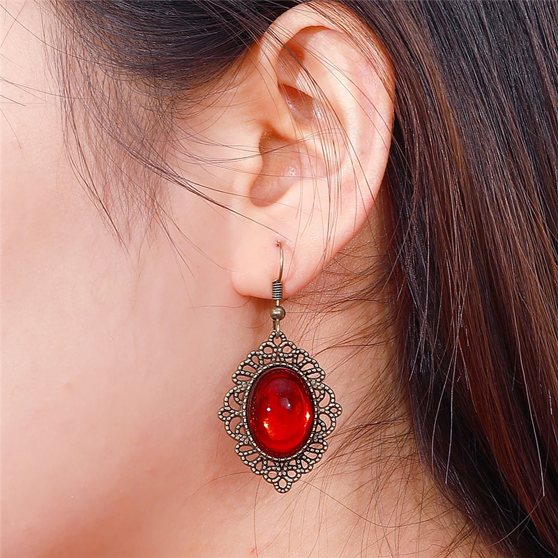 Новые модные серьги-подвески из сплава с искусственным драгоценным камнем для