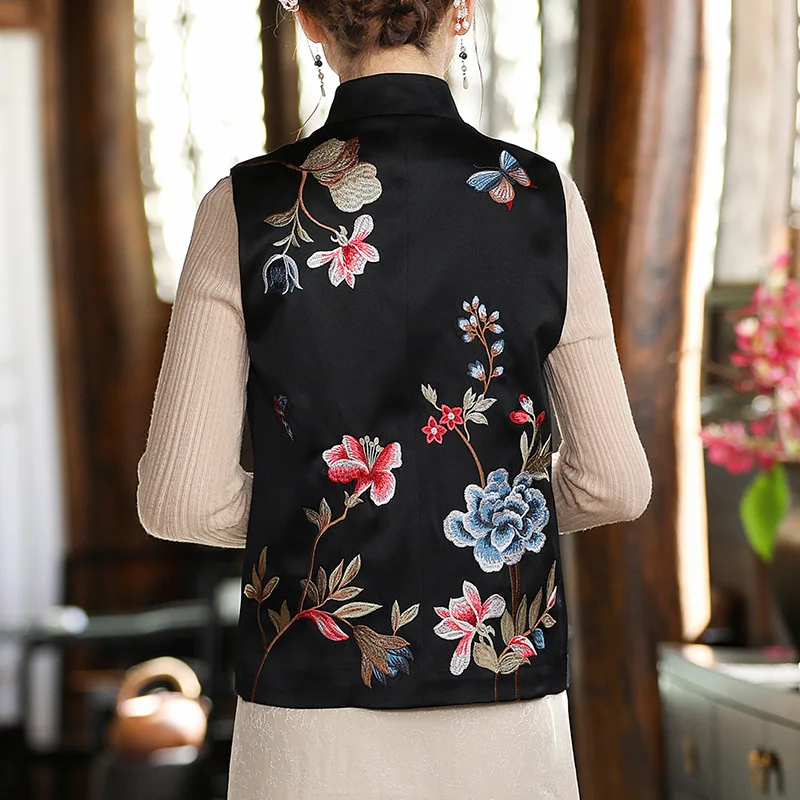 Китайский традиционный винтажный женский жилет с вышивкой | Тематическая одежда