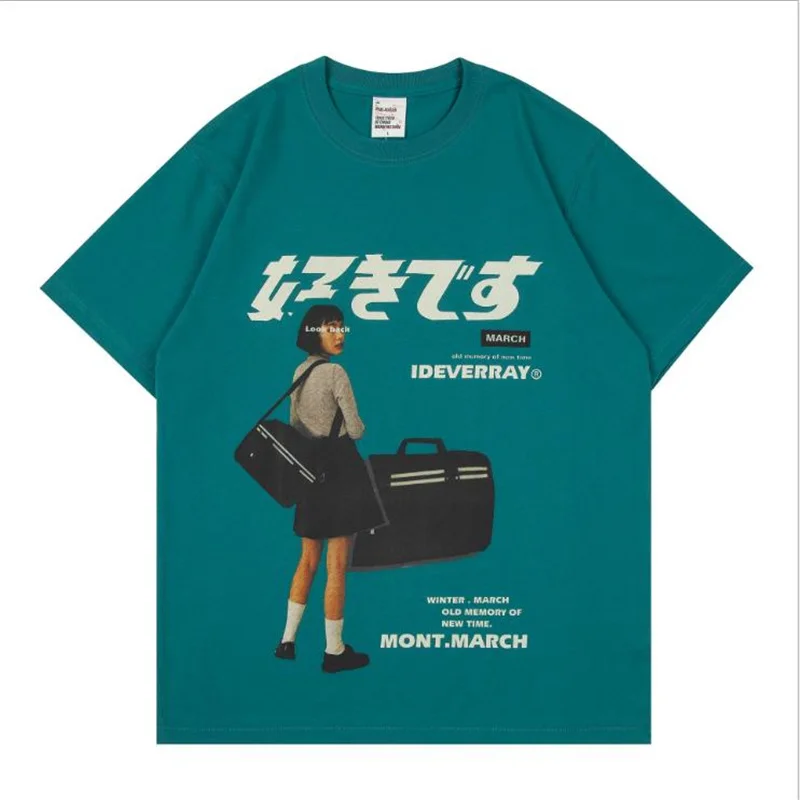 

High Quality Summer Men Tees Popular Fashion Japanese Style Print Casual T-Shirt Loose Oversize Couple Male Youth Cloth Tops