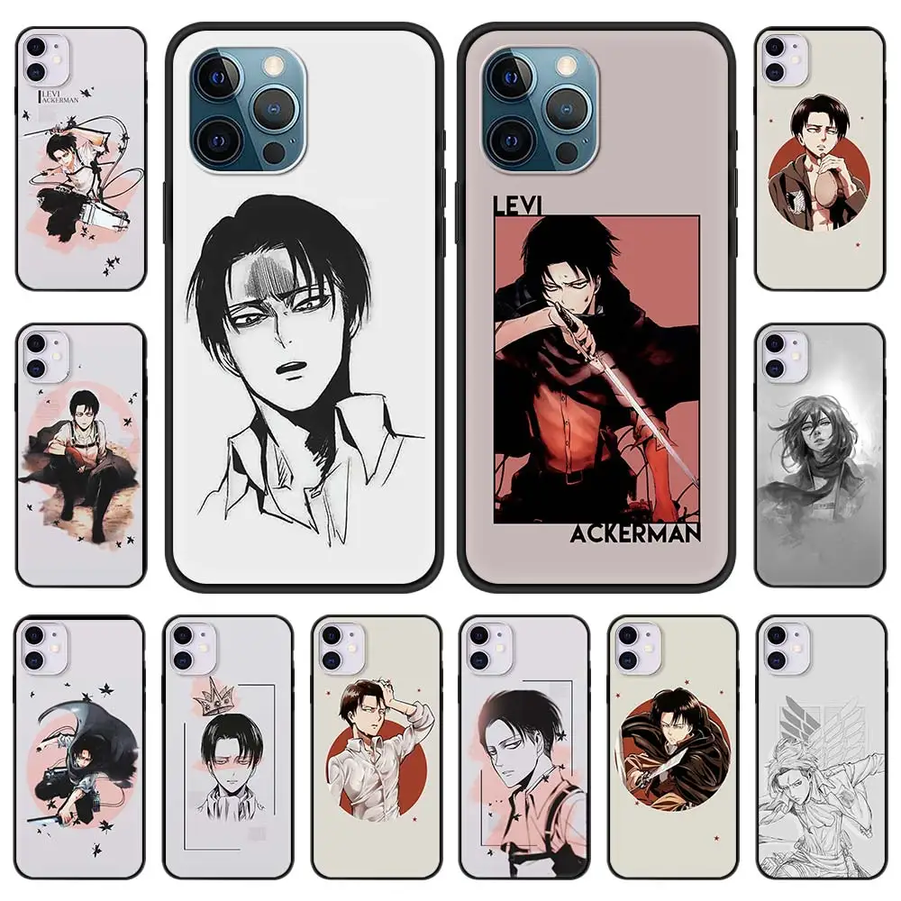 

Phone Case For iPhone 12 11 Pro MAX Silicone Cover For iPhone 12 Pro 7 8 Plus SE XS XR X Coque Levi Ackerman Attack on Titan