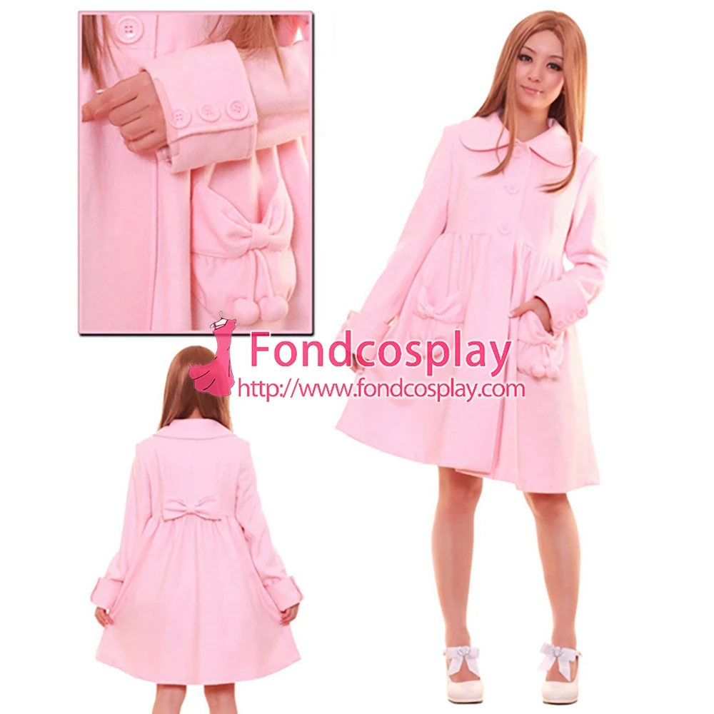 

fondcosplay Women Gothic Lolita Punk Sweet Fashion Pink Wool Coat Peter Pan collar Jacket Tailor-Made[CK1341]