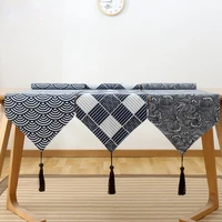 retro japanese style cotton and linen dining table flag lattice tea mat zen linen art table cloth mat