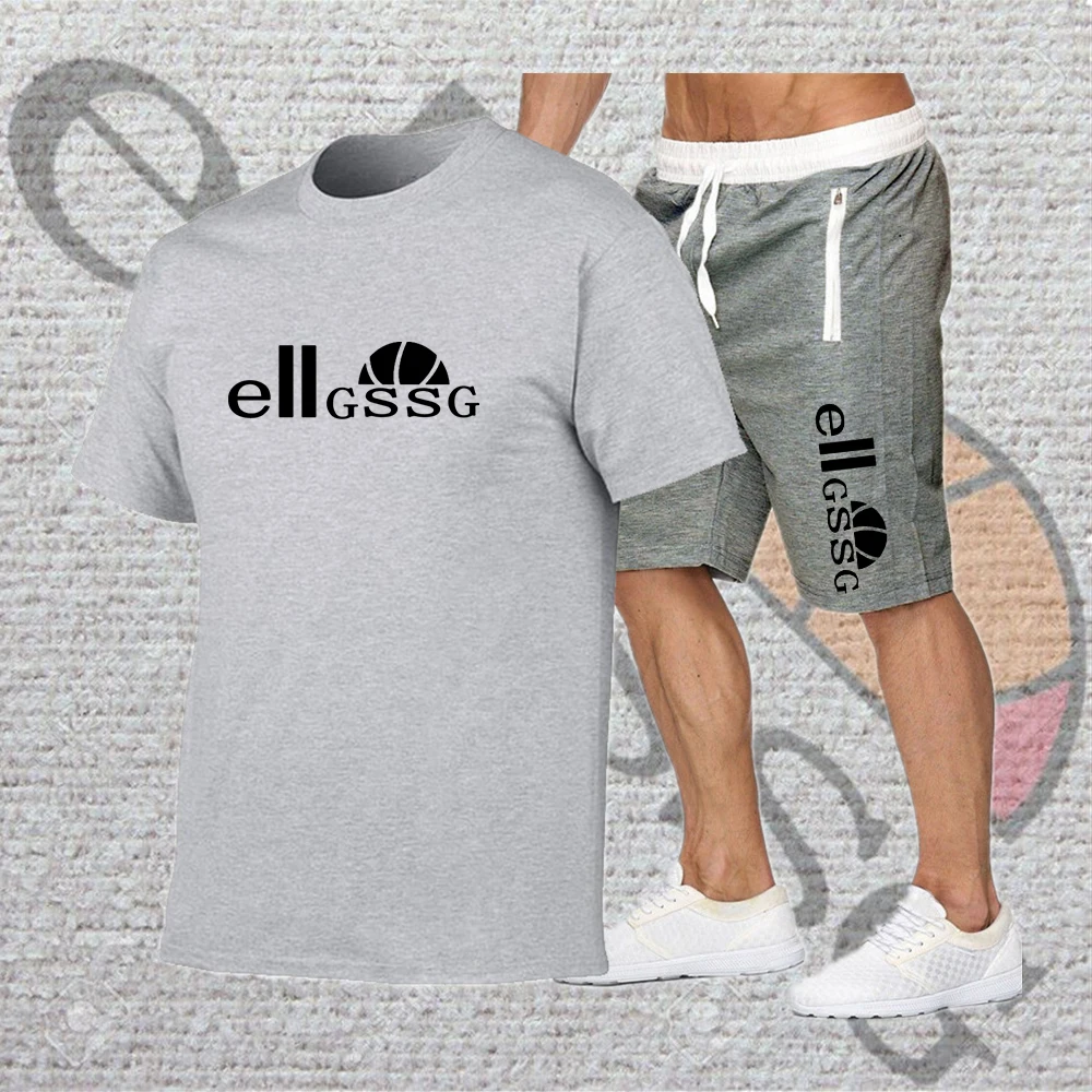 

Summer men's new T-shirt pants suit casual brand fitness jogging pants short sleeve + shorts hip hop fashion men's sportswear