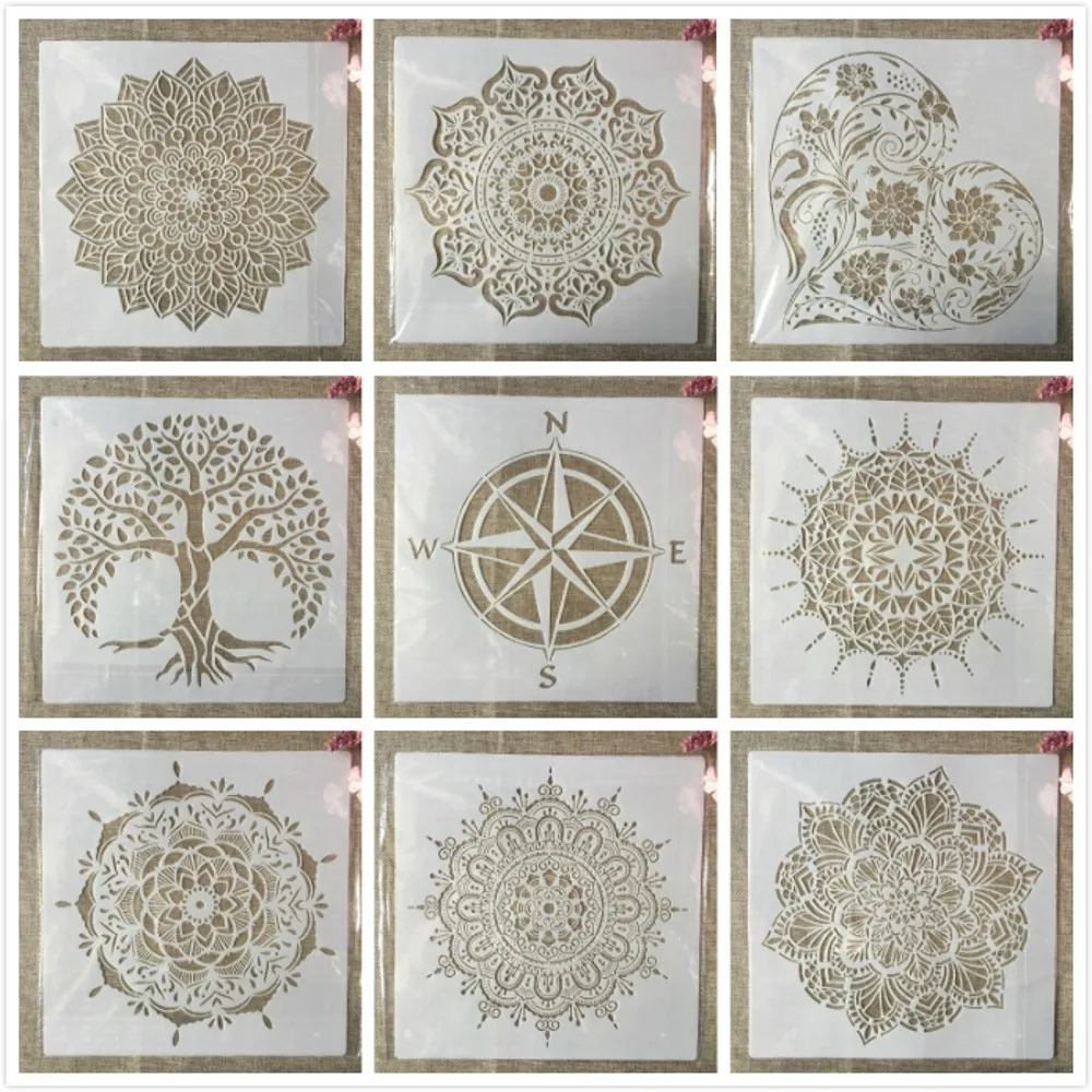 30*30 см большая Мандала сердце Геометрия DIY Многослойные трафареты настенная