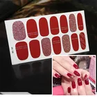 14 наконечниковлист Блестящий стикер для дизайна ногтей Маникюрные наконечники полное покрытие обертывания фольги для ногтей DIY клейкие наклейки на День святого Валентина Прямая поставка