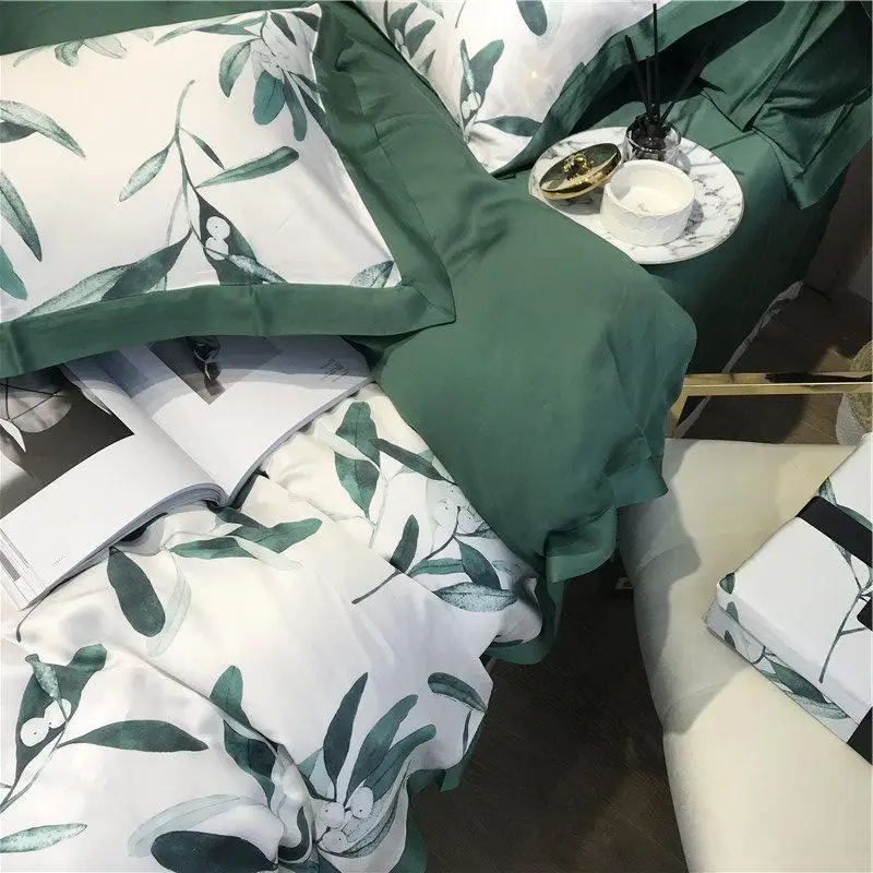 42 Зеленый постельные принадлежности с изображением листьев комплекты