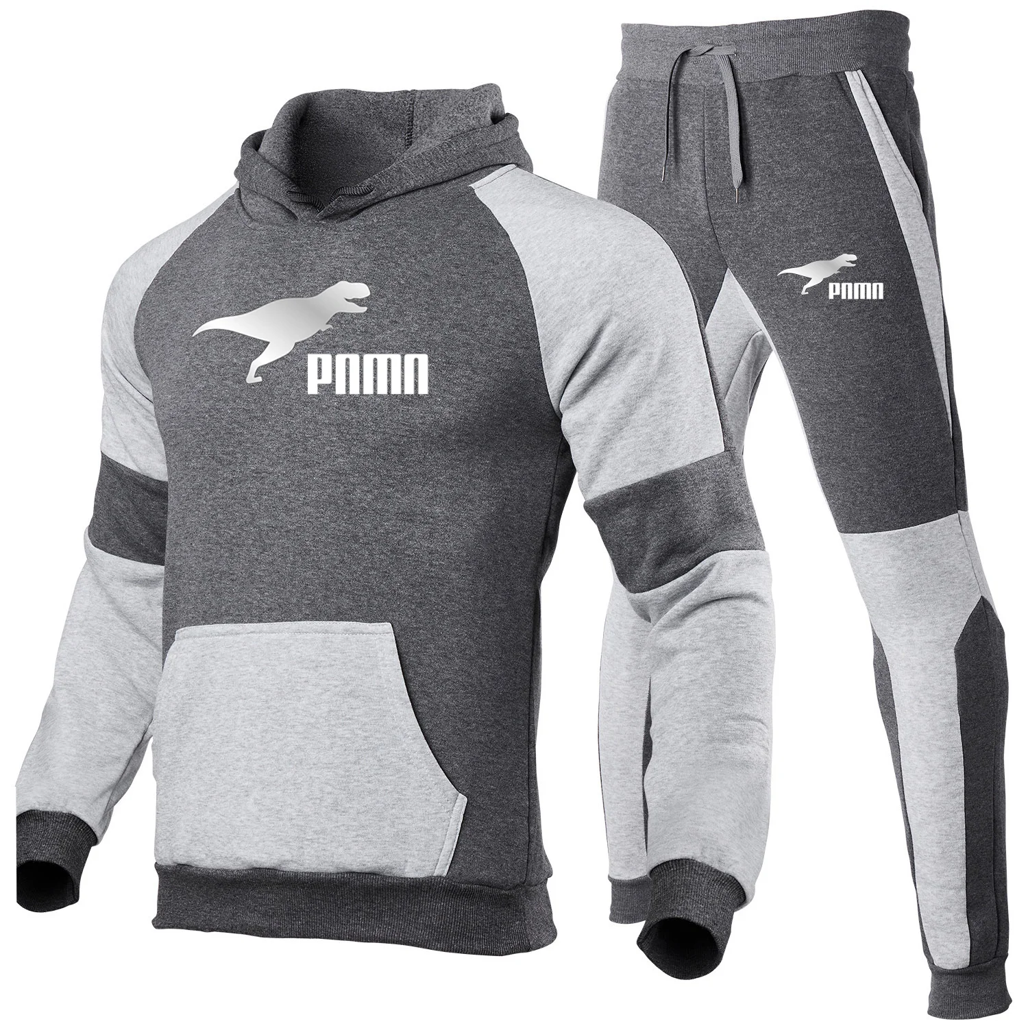 

Men's Casual O-Neck Hooded Suit Cotton Printed Long-Sleeved Sweater + Trousers Two-Piece Suit Spring And Autumn Sports Suit
