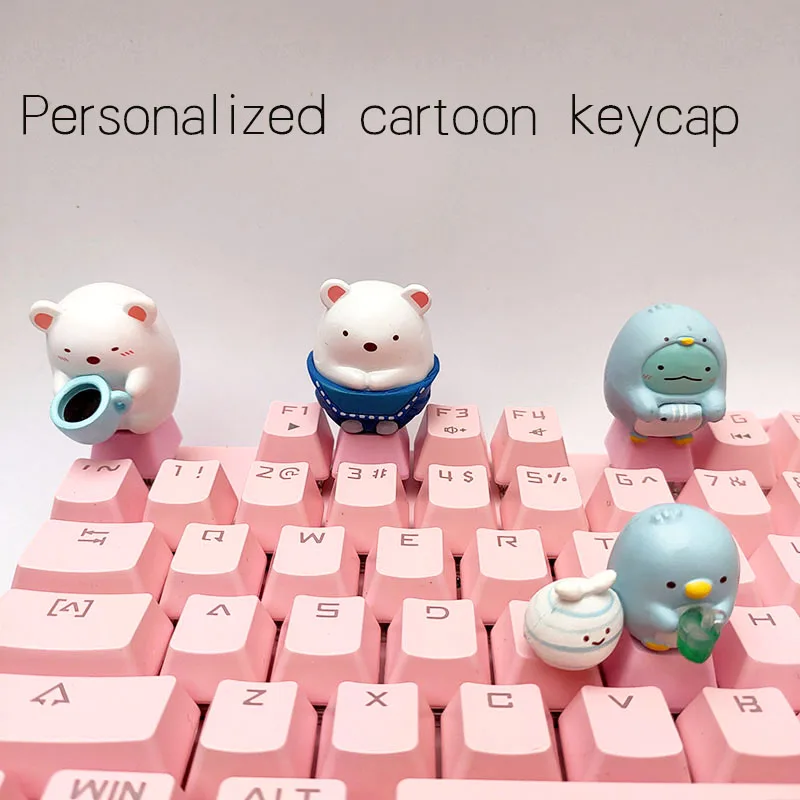 

Corner Animal Personalized Mechanical Keyboard Cherry MX Custom Cute Pink Keycaps PBT 3D Stereo Kawaii Anime Artisan Key Cap 1PC