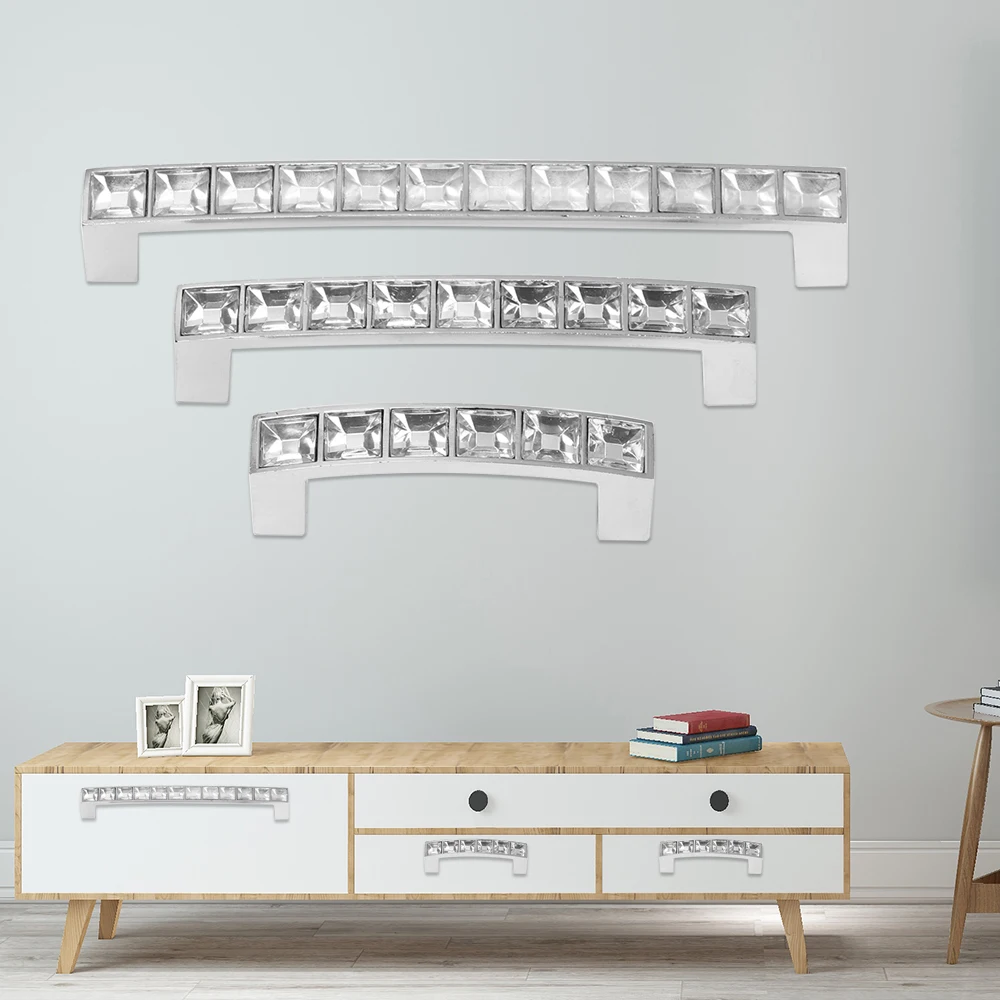 Хрустальная стеклянная дверь ручки для шкафа Серебряный Хрустальный шкаф ящик