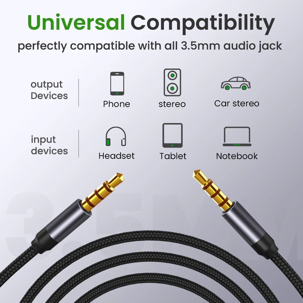 

1/2/3M Jack 3.5mm Audio Cable 4 Poles Nylon Braid 3.5 MM male to male AUX Speaker Headphones audio Cable for Car MP3 Phone