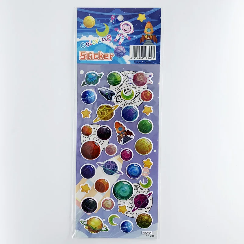 4 hojas/set 3D espacio planeta patr&oacute;n de espuma de burbujas de los ni&ntilde;os pegatinas Scrapbooking pegatinas de decoraci&oacute;n DIY regalo-3