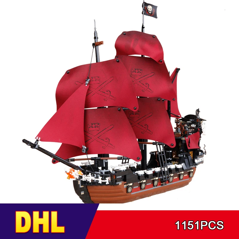 DHL 16009 серия "Пираты" Королева Анн месть модель строительные блоки набор совместим 4195 классический пиратский корабль игрушки