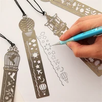 4 pcslot cute kawaii creative horse birdcage hollow metal bookmark ruler for kids student gift school supplies