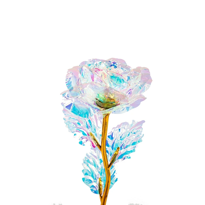 

Valentine's Day Gift, Green Leaves Rose Flower with Lamp Glass Cover Decoration Ornaments Couple Decoration Light