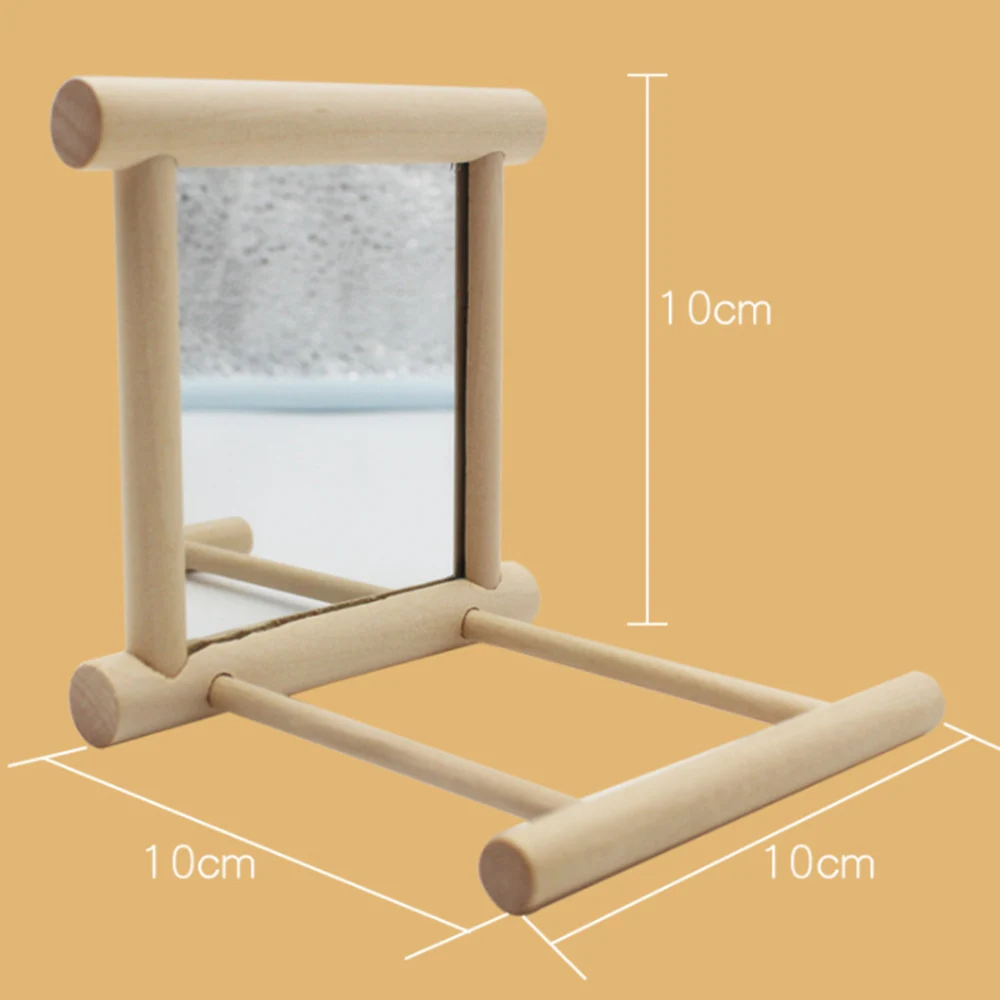 

Wooden Pet Toy Mirror Fun Brid Toy For Cockatiel Parrots Small Birds Parrot Toys Pet Parrots Climb Accessories