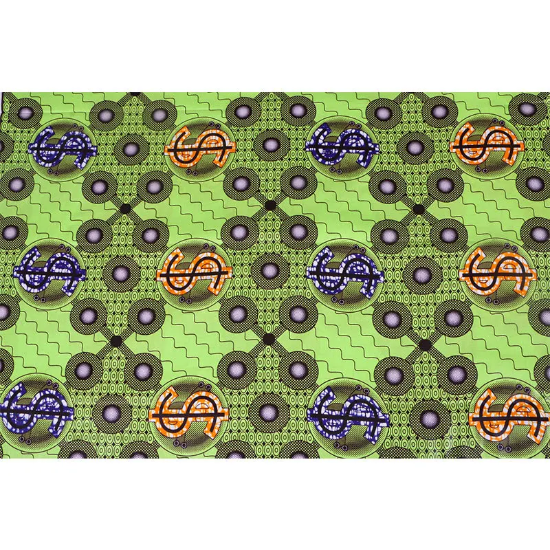 100% хлопок принт в долларах зеленый воск ткань настоящий Анкары Новый дизайн