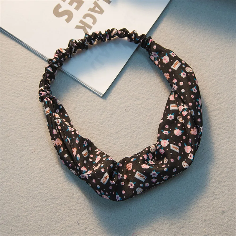 Новая Корейская Ретро Мода Цветочная повязка на голову с широкими полями ткань