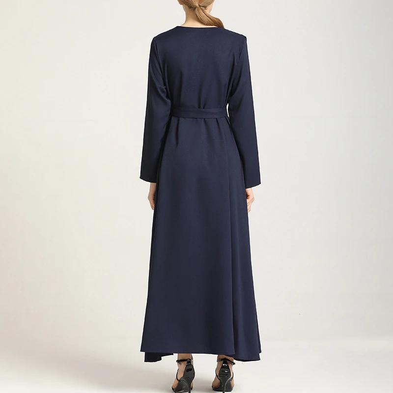 

Muslim Ramadan Robe Dubai Abaya Caftan Eid Mubarak Abaya Women Turkey Islamic Clothing Embroidery Modest Clothes Belt High Waist