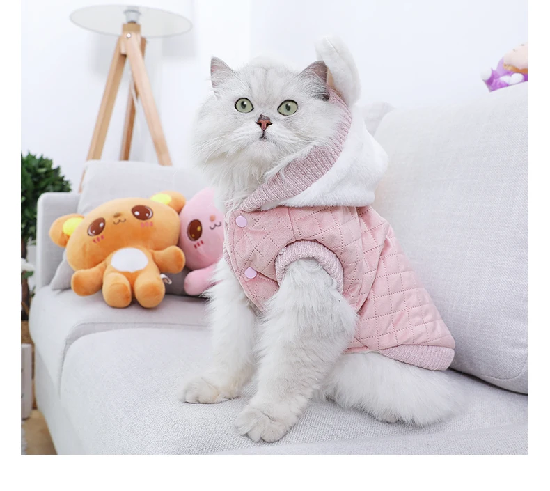 Теплая одежда для кошек HOOPET, зимняя куртка для питомцев, щенков, котят, пальто, толстовки для маленьких и средних собак, кошек, чихуахуа, одежда, костюм
