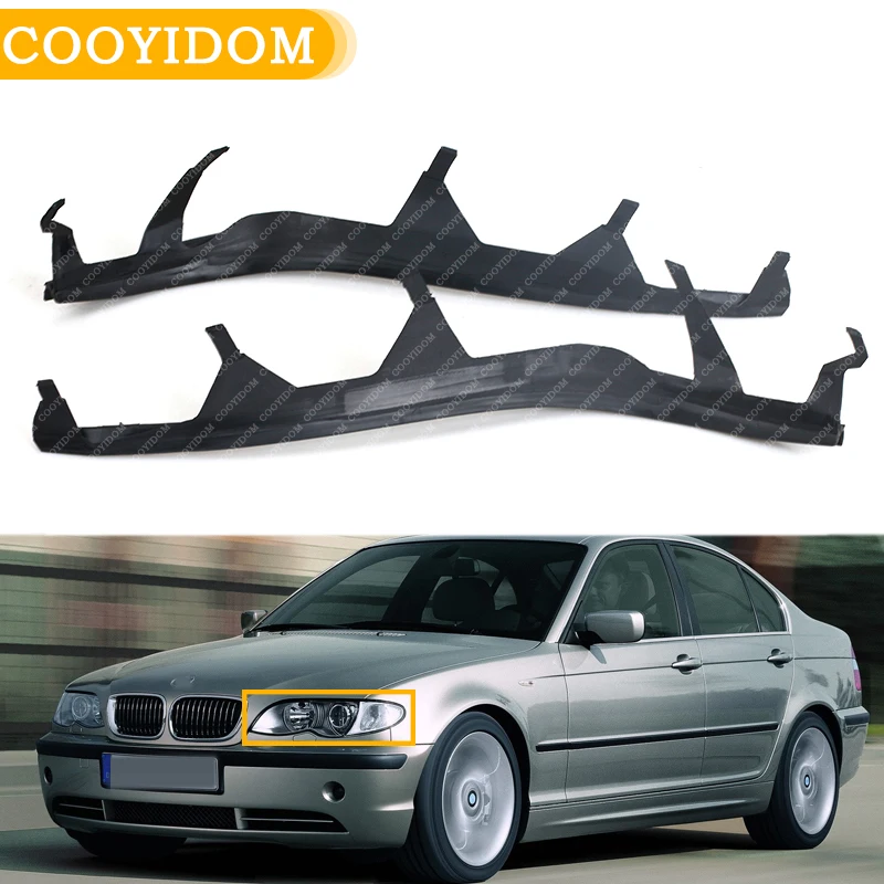 Car Front Upper Headlight Cover Strips For BMW E46 325i 2002-2005 Trims Headlight Sealing Strip Gasket 63126921859 63126921860