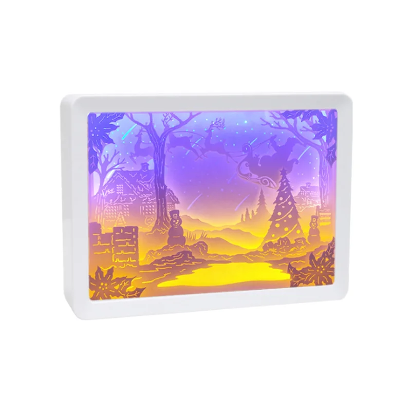 gradient light Рождественский 3D светодиодный светильник с резьбой по бумаге, креативный Рождественский Ночной светильник, рождественские подарки для детей, Lamparas, украшение для спальни, Детский Светильник ing - Цвет абажура: gradient light