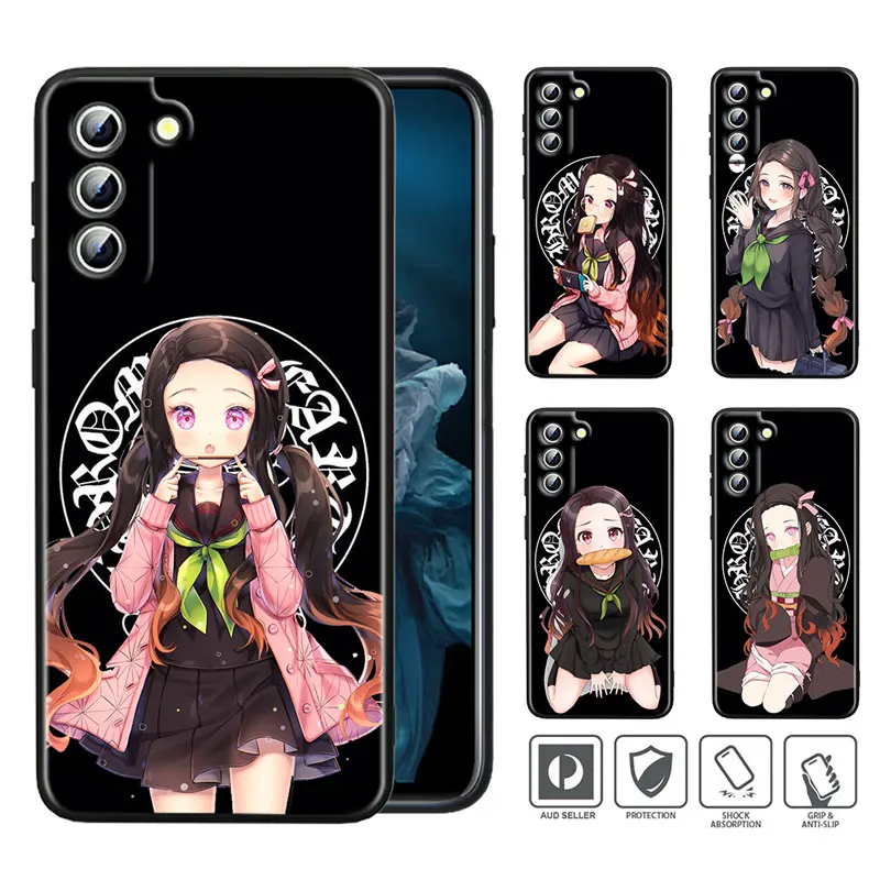 

Kamado Nezuko Anime Soft Shockproof Black Phone Case For Samsung Galaxy S22 S21 Ultra S20 FE Lite S10 S9 S8 Plus 5G