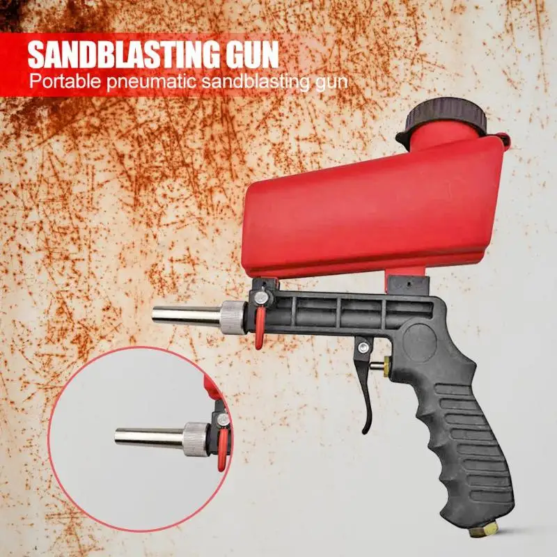 

90psi Portable Gravity Sandblasting Gun Aluminium Pneumatic Sandblaster Spray Gun Sand Removal Blasting Power Machine