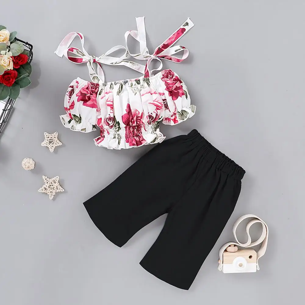 Новинка лета 2020 наряды для маленьких девочек топ с открытыми плечами и большим