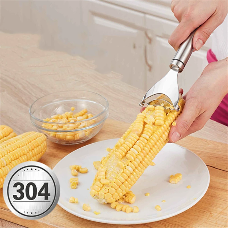 

Delidge 1pc Stainless Steel Corn Cutter Peeler Stripper Corn Thresher Tool Slicer Corn Stripper Household Kitchen Tool