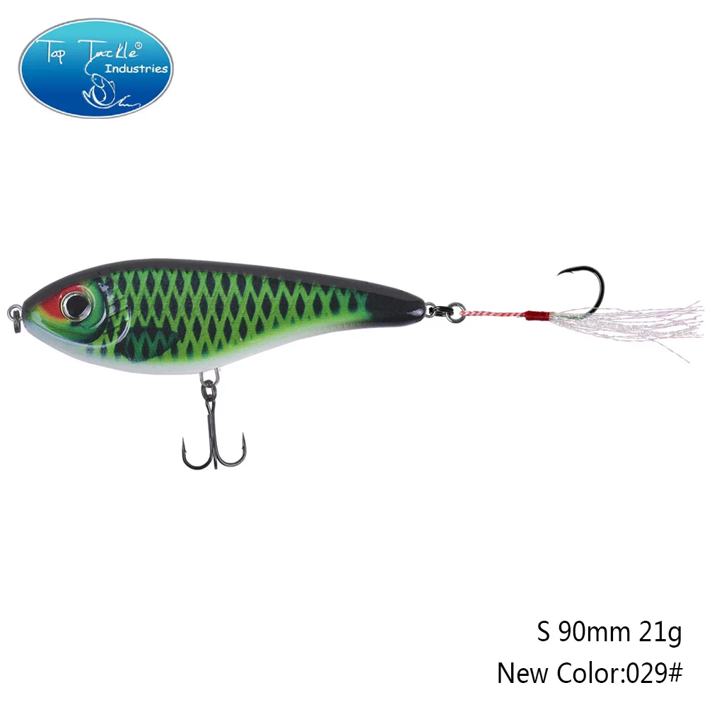 90mm 21g 029 90 мм 21 г цвета от 001 до 035 Тонущая Мускусная Щука искусственная рывковая приманка с одним крюком перьевая приманка для рыбалки - Цвет: 90mm 21g 029