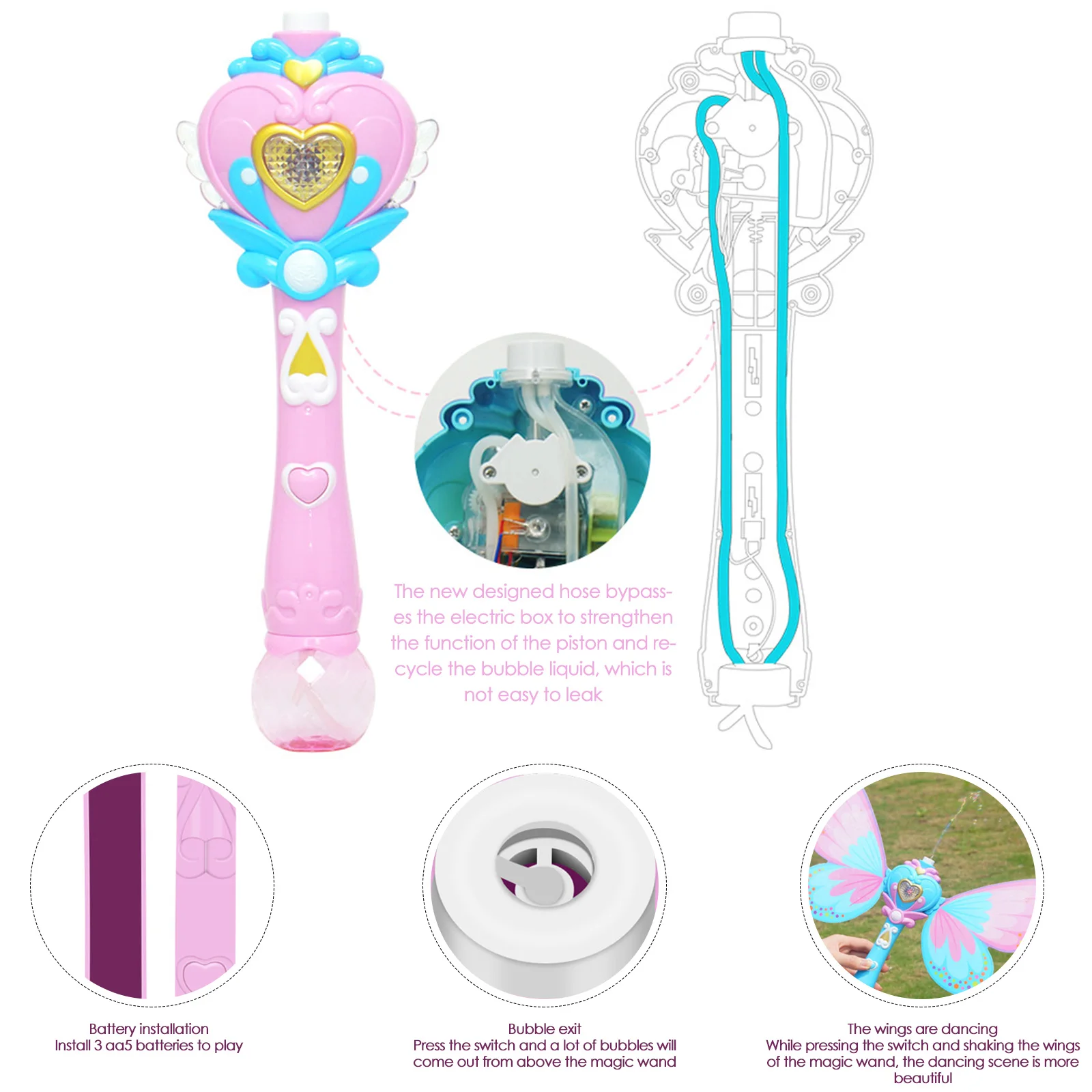 

Bubble Gun Music Magic Wand Outdoor Toys For Baby Girl Princess Electric Bubble Blower Machine