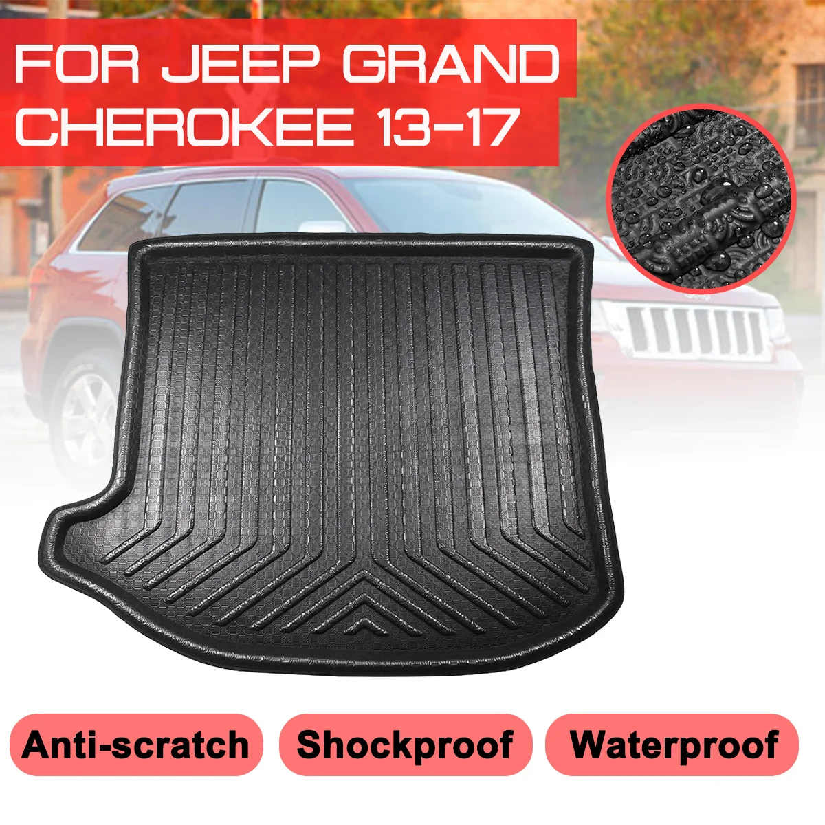 Car Rear Trunk Boot Mat For Jeep Grand Cherokee 2013 2014 2015 2016 2017 Waterproof Floor Mats Carpet Anti Mud Tray Cargo Liner |