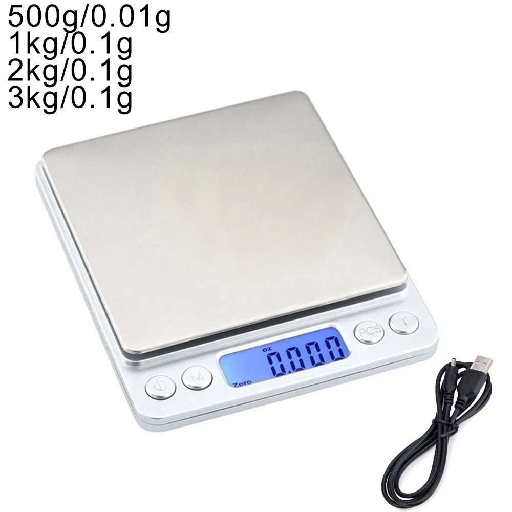 LCD Digital Scales Balance Scale Kitchen Tea Baking Weighing Mini Precision Electronic Grams Weight 500g/1/2/3kg 0.01/0.1g | Инструменты