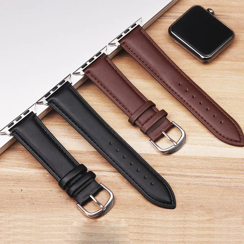 Ремешок кожаный для Apple Watch Band 38 мм 40 42 44 черный коричневый браслет iWatch Series 5/4/3/2/1 |