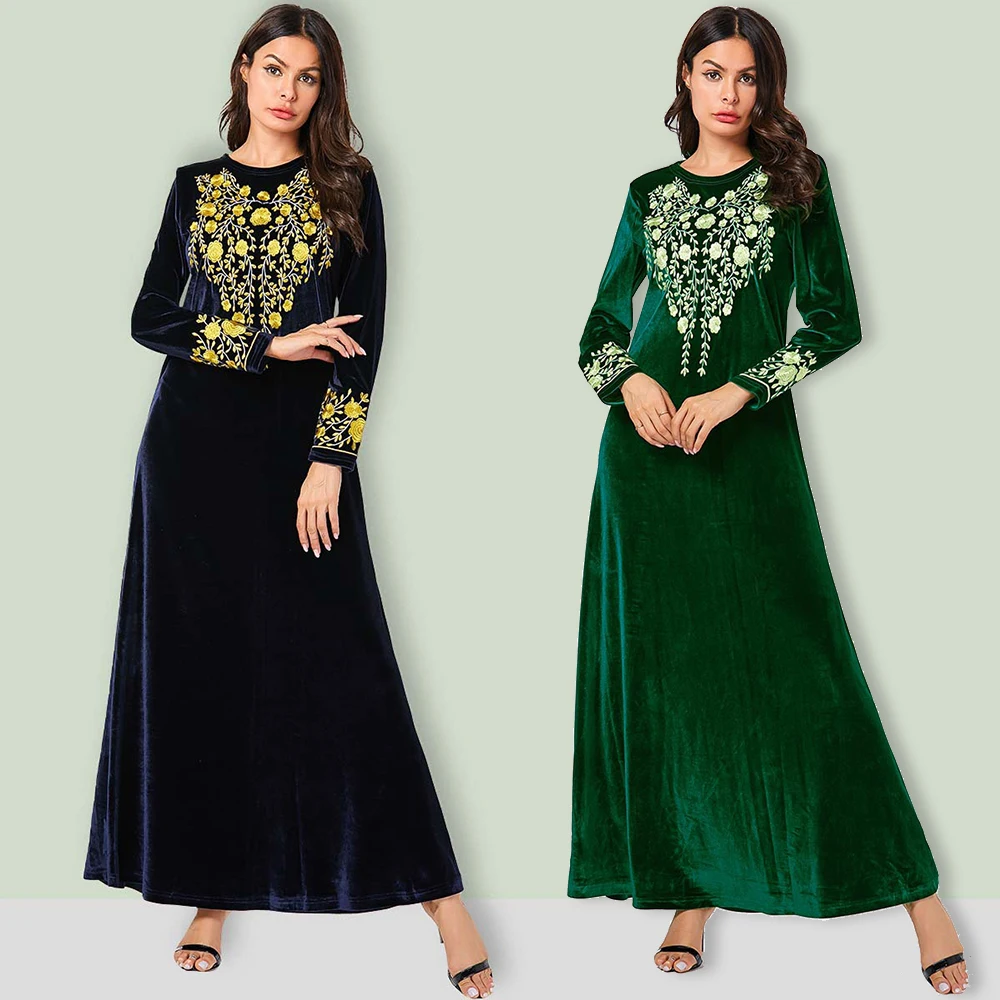 Бархатный халат djellaba femme caftan marocain кафтан абайя в арабском стиле Дубай Бангладеш хиджаб вечернее платье индонезийский Ислам Абая