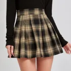 Юбка женская в клетку, на молнии, с завышенной талией, в стиле ретро, панк, на лето, плиссированная короткая юбка