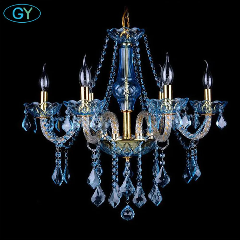 Современная люстра Lustre Хрустальные люстры светло голубые стеклянные De Cristal