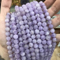 high quality natural light purple amethysts crystal stone 6810mm smooth round necklace bracelet jewelry loose beads 38cm wk135