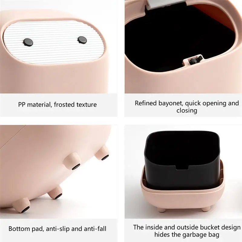 

Mini Desktop Waste Bin Small Press-type Trash Can with Lid Detachable Desk Storage Dustbin for Home Garbage Office