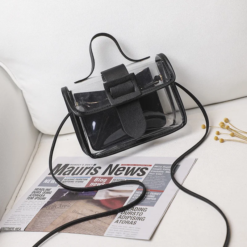 

Small Fresh Female Bag 2021 Summer New Transparent Bag Fashion Small Square Bag Single Shoulder Diagonal Bag Simple Small Bag