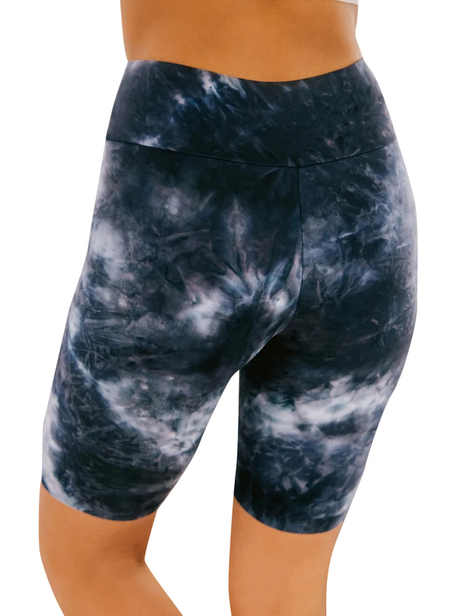 

Women Cropped Pants High-Waist Bottoms Summer Tight Elastic Casual Dye Printed Slimming Wear Elasticity Yoga Shorts Biker Wear
