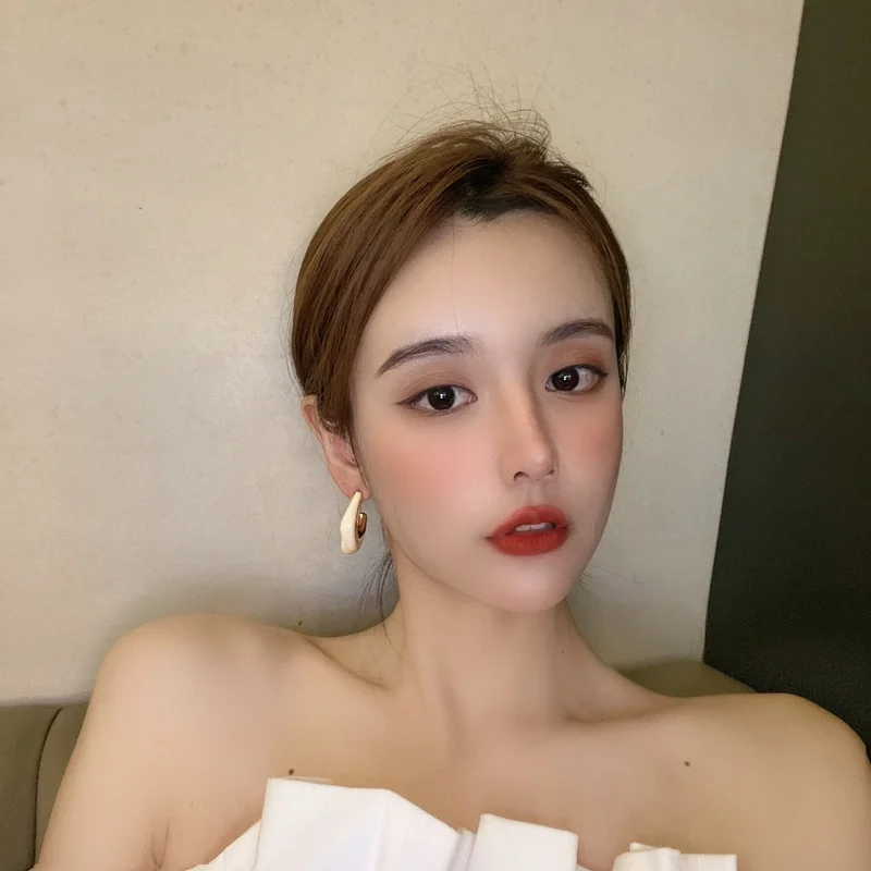 

LOVOACC Korean Fashion Multicolor Resin Earrings for Women Gold Color Metal U Shape Geometric Hoop Earrings Minimalist Jewelry