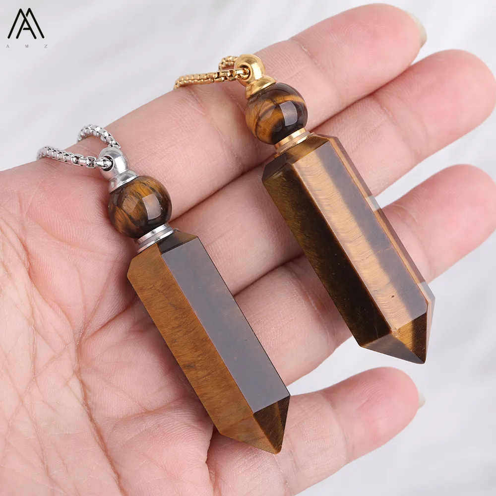 Модное женское ожерелье из натурального камня тигрового глаза